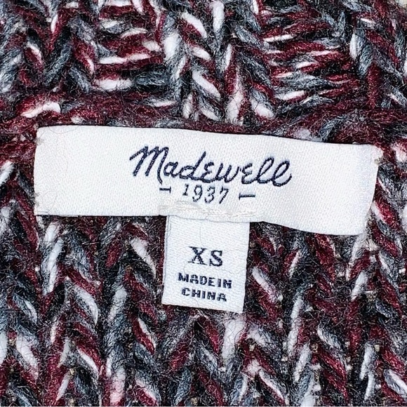 Madewell Firelight Marled Pullover Wool Alpaca Sweater Burgundy Chunky Winter - Picture 4 of 15